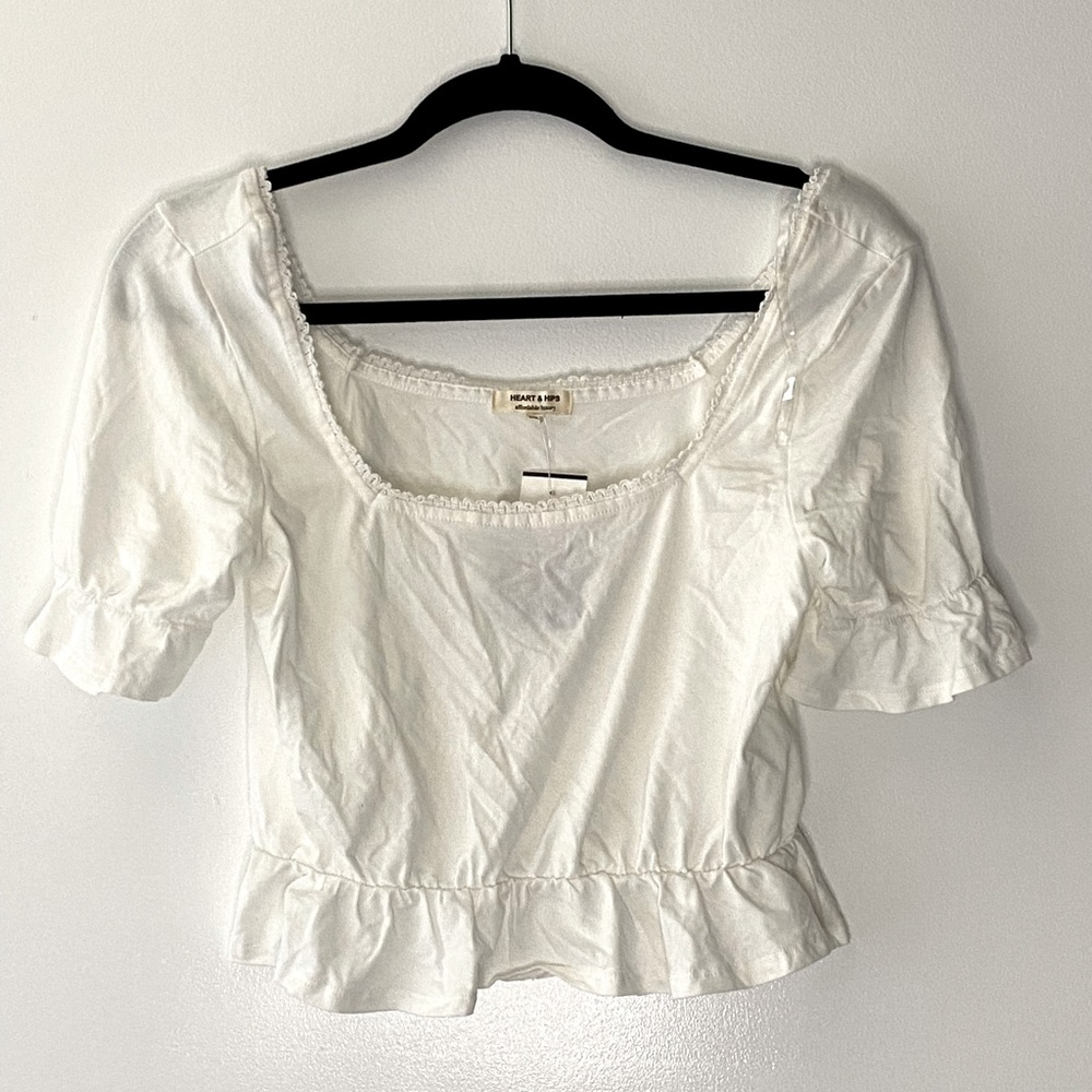 White Ruffle Top